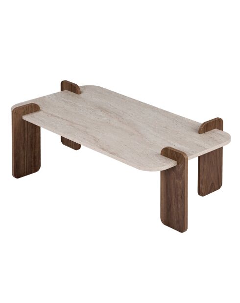 Renard Couchtisch aus Travertin-Nussbaumholz - 147×87×35 cm