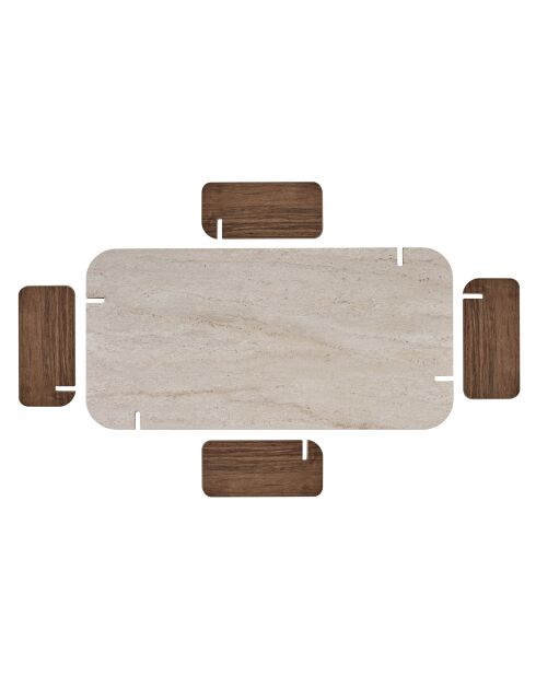 Renard Couchtisch aus Travertin-Nussbaumholz - 147×87×35 cm
