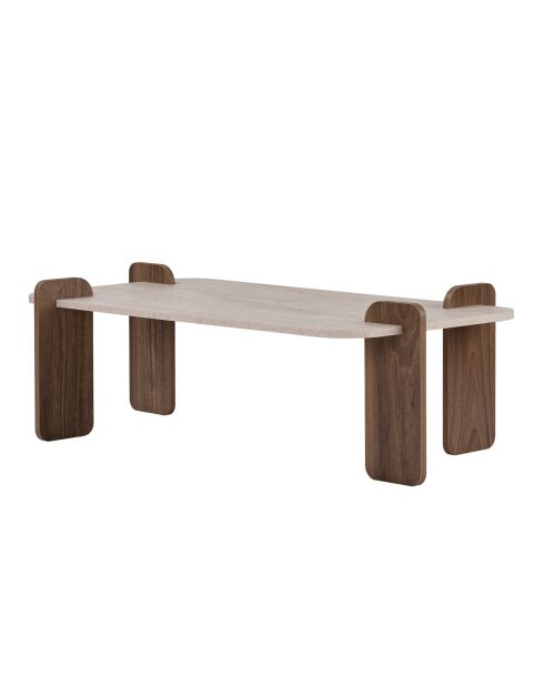 Renard Couchtisch aus Travertin-Nussbaumholz - 147×87×35 cm