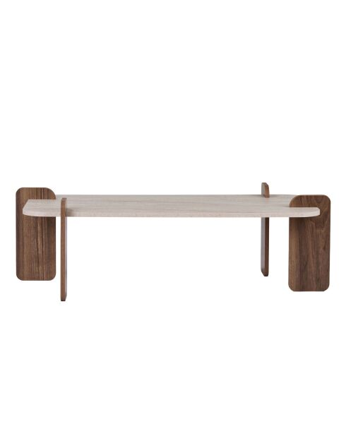 Renard Couchtisch aus Travertin-Nussbaumholz - 147×87×35 cm