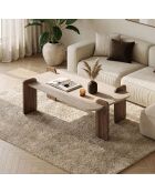 Renard Couchtisch aus Travertin-Nussbaumholz - 147×87×35 cm