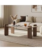 Renard Couchtisch aus Travertin-Nussbaumholz - 147×87×35 cm