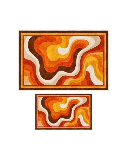 2 pièces de Tapis de bain Asr07 orange - 50x60 cm/60x100 cm