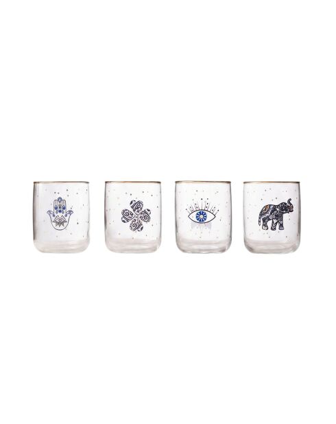 4 pièces de verres Lucky 280 doré/transparent - 7,2x7,2x8,9 cm