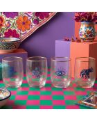 4 pièces de verres Lucky 280 doré/transparent - 7,2x7,2x8,9 cm