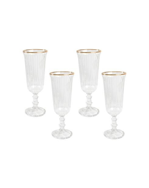 4 pièces de verres à vin Splendide 120 doré/transparent - 6x6x15,8 cm