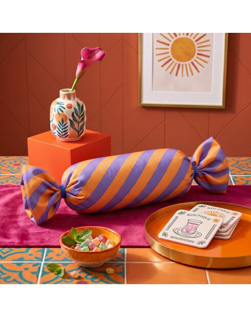 Paars/oranje Sugar Candy kussen - 60x15 cm