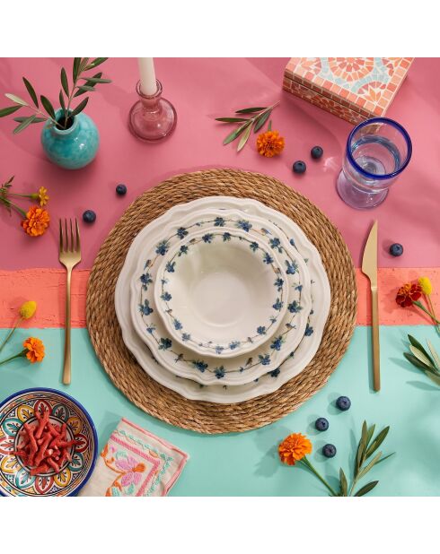 24 pièces Service de table Blueberry blanc/bleu/vert