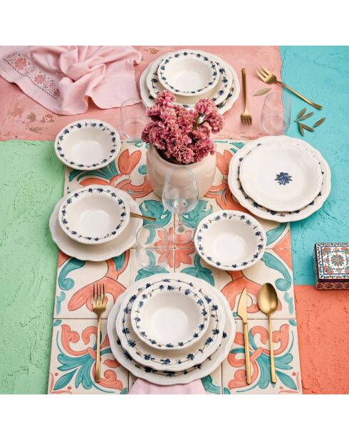 24 pièces Service de table Blueberry blanc/bleu/vert