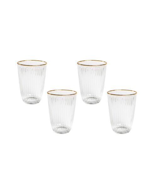4 pièces de verres Splendid 395 doré/transparent - 8,5x8,5x12 cm