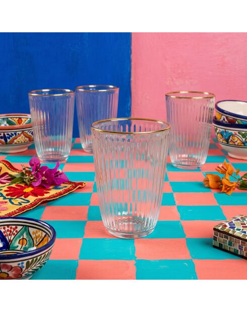 4 pièces de verres Splendid 395 doré/transparent - 8,5x8,5x12 cm