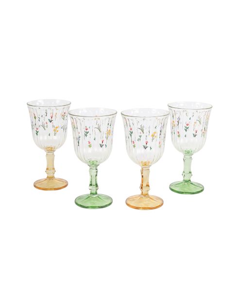 4 pièces de verres à vin Botanique 240 jaune/vert - 8,2x8,2x15,9 cm