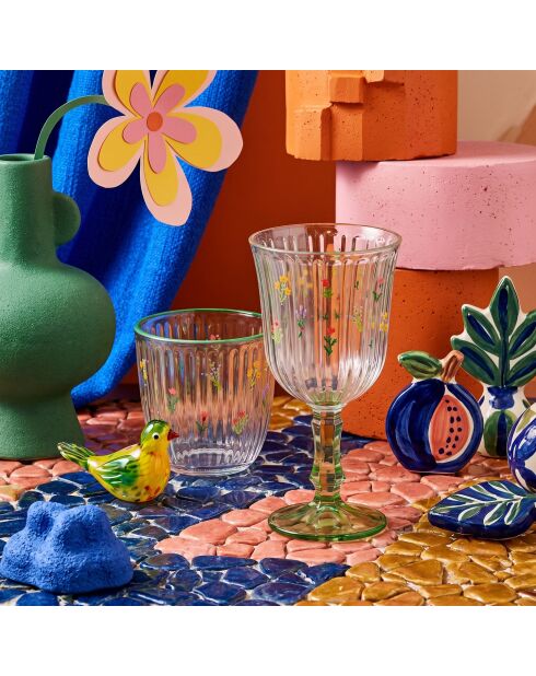 4 pièces de verres à vin Botanique 240 jaune/vert - 8,2x8,2x15,9 cm