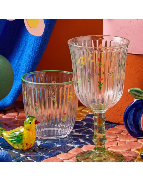 4 pièces de verres à vin Botanique 240 jaune/vert - 8,2x8,2x15,9 cm
