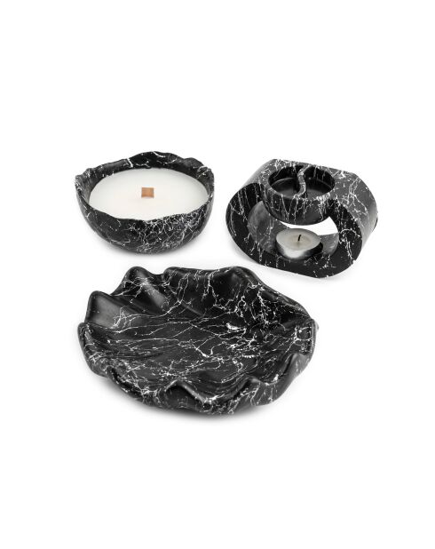 3 Stück Ers1368 Marmorkerzen - 13x6 cm/15x4 cm/9x12 cm