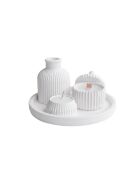 5 velas Ers1271 blancas, 18 x 18 cm, 8,5 x 7 cm, 9 x 9 cm, 3 x 6 cm