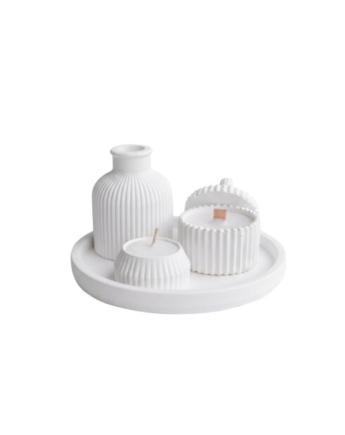 5 velas Ers1271 blancas, 18 x 18 cm, 8,5 x 7 cm, 9 x 9 cm, 3 x 6 cm