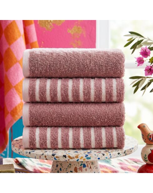 4 pièces de serviettes pour les mains Stripe Melange roses - 50x90 cm