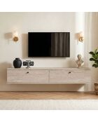 Meuble TV Ligne 140 travertin - 140×25×25 cm