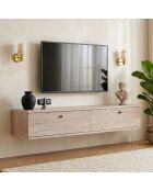 Meuble TV Ligne 140 travertin - 140×25×25 cm