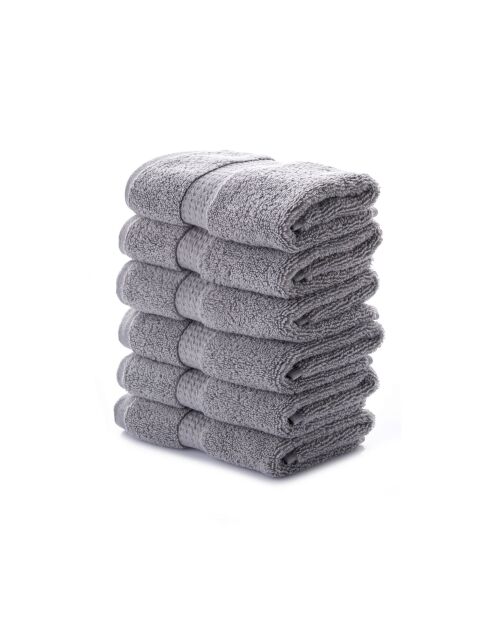 6 pièces de serviettes de toilette Carefree grises - 33x33 cm