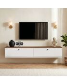 Meuble TV Ligne 140 pin de l'atlantique blanc - 140×25×25 cm