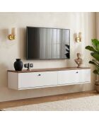 Meuble TV Ligne 140 pin de l'atlantique blanc - 140×25×25 cm