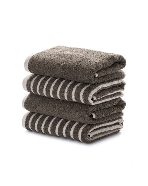4 pièces de serviettes pour les mains Stripe Melange anthracite - 50x90 cm