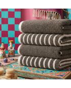 4 pièces de serviettes pour les mains Stripe Melange anthracite - 50x90 cm