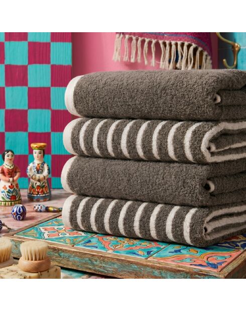4 pièces de serviettes pour les mains Stripe Melange anthracite - 50x90 cm