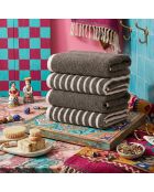 4 pièces de serviettes pour les mains Stripe Melange anthracite - 50x90 cm