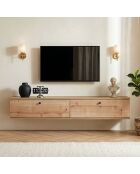 Meuble TV Ligne 140 chêne saphir - 140×25×25 cm