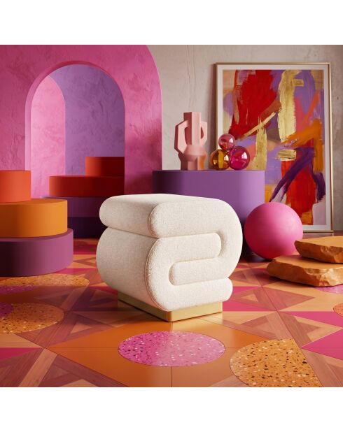 Pouffe Sally crème - 40x42x42 cm