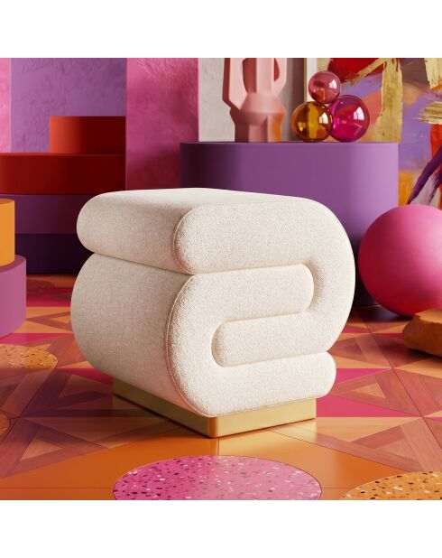 Pouffe Sally crème - 40x42x42 cm