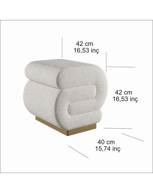Pouffe Sally crème - 40x42x42 cm