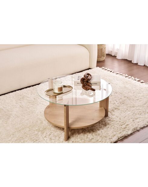 Clara Couchtisch aus transparenter Saphireiche - 75×75×40 cm