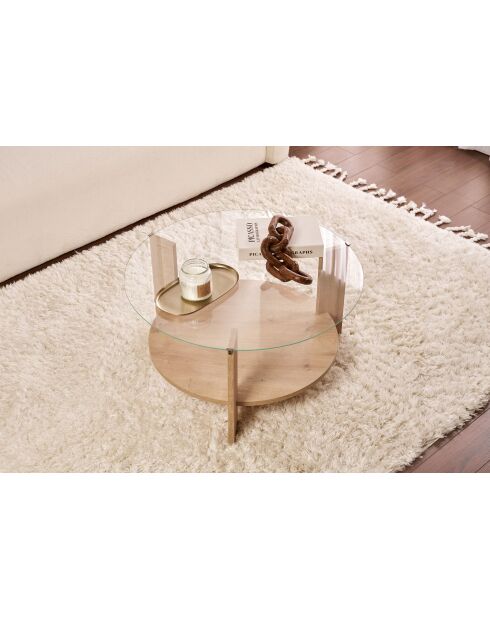 Clara Couchtisch aus transparenter Saphireiche - 75×75×40 cm