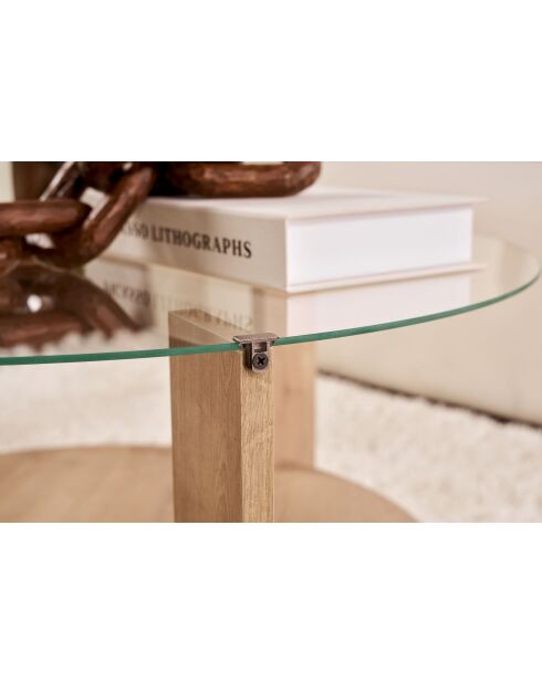 Clara Couchtisch aus transparenter Saphireiche - 75×75×40 cm