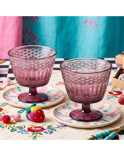 2 pièces de coupes à glace en verre Vega bourgognes - 11x11x10,2 cm