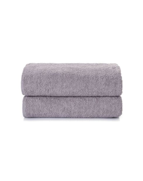 2 pièces de serviettes de bain Lisse grises - 70x140 cm