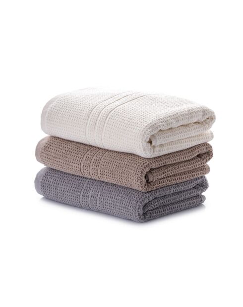 3 pièces de serviettes pour les mains Centre  Asstiment gris/écru/brun - 50x100 cm