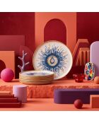 6 pièces d'assiettes à dessert x00017295 blanc/bleu/orange - D. 22 cm