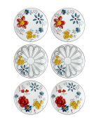 6 pièces d'assiettes à dessert Dnr0053 multicolores - 20x20x2 cm