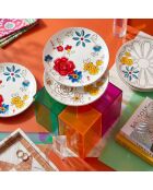 6 pièces d'assiettes à dessert Dnr0053 multicolores - 20x20x2 cm