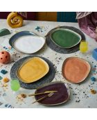 6 pièces d'assiettes de service 666Hac2135 multicolores - D. 30 cm