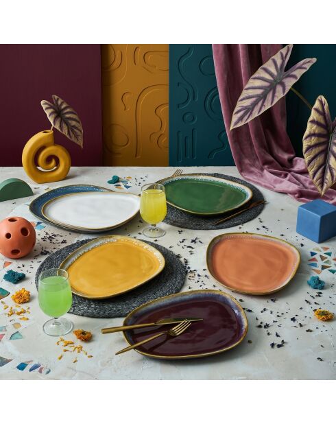 6 pièces d'assiettes de service 666Hac2135 multicolores - D. 30 cm