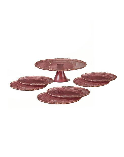 7 pièces Service d'assiettes à dessert Goblen prune - D. 21 cm