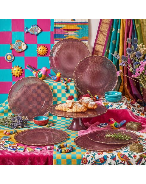 7 pièces Service d'assiettes à dessert Goblen prune - D. 21 cm