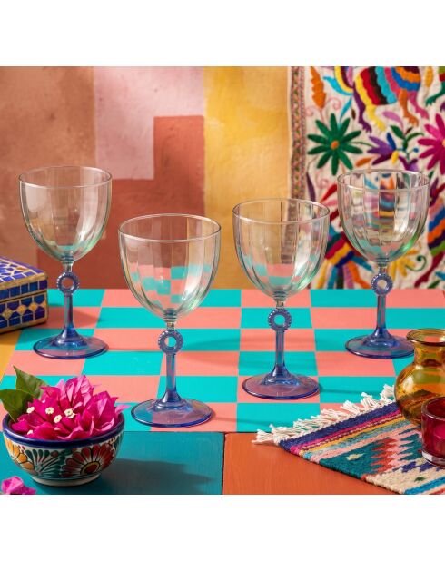 4 pièces de verres à vin Elite 270 bleues - 8,8x8,8x16,8 cm