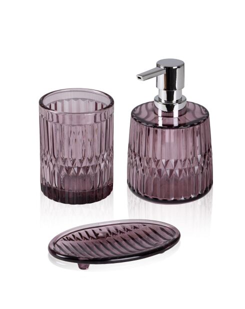 3 pièces de salle de bain Bny0038 violet - 12x8x8 cm/10x8x8 cm/3x15x10 cm